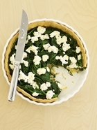 Caramelised onion tart with spinach and ricotta