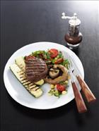 Barbecue Steak with Mushroom and Chickpea Salad