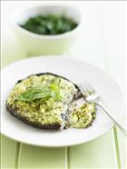 Baked field mushrooms with ricotta and pesto 