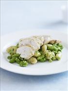 Char-grilled Chicken with Rocket and Chive Pesto Beans