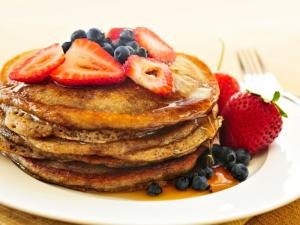 Berry Pancakes with maple infused Sheep's yoghurt 