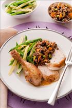 Roast Chicken with Persimmon and Pistachio Stuffing