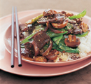 Mushroom, Lamb and Asian Green stir fry