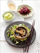 Barbecued Flat Mushrooms with Miso and Avoc Mayonnaise