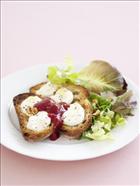 Grilled Goats Cheese, Hazelnut and Cranberry Salad
