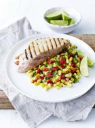 BBQ tuna with sweetcorn salsa