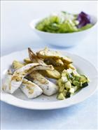 Grilled Flathead and Chips with Avocado Salsa